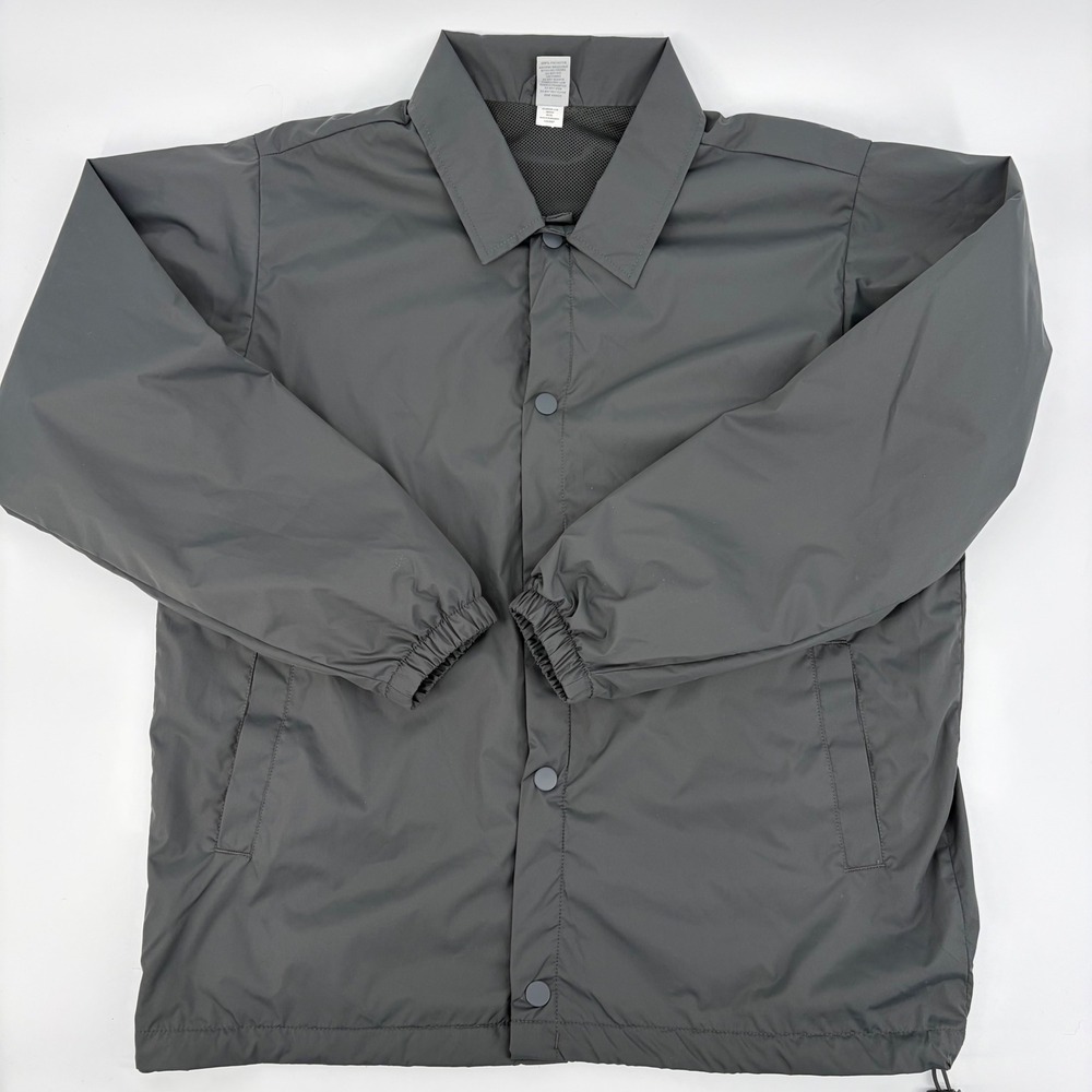 BCG Mens Training Coach Jacket Gray Snap Front Mesh Lined Windbreaker Size S‎